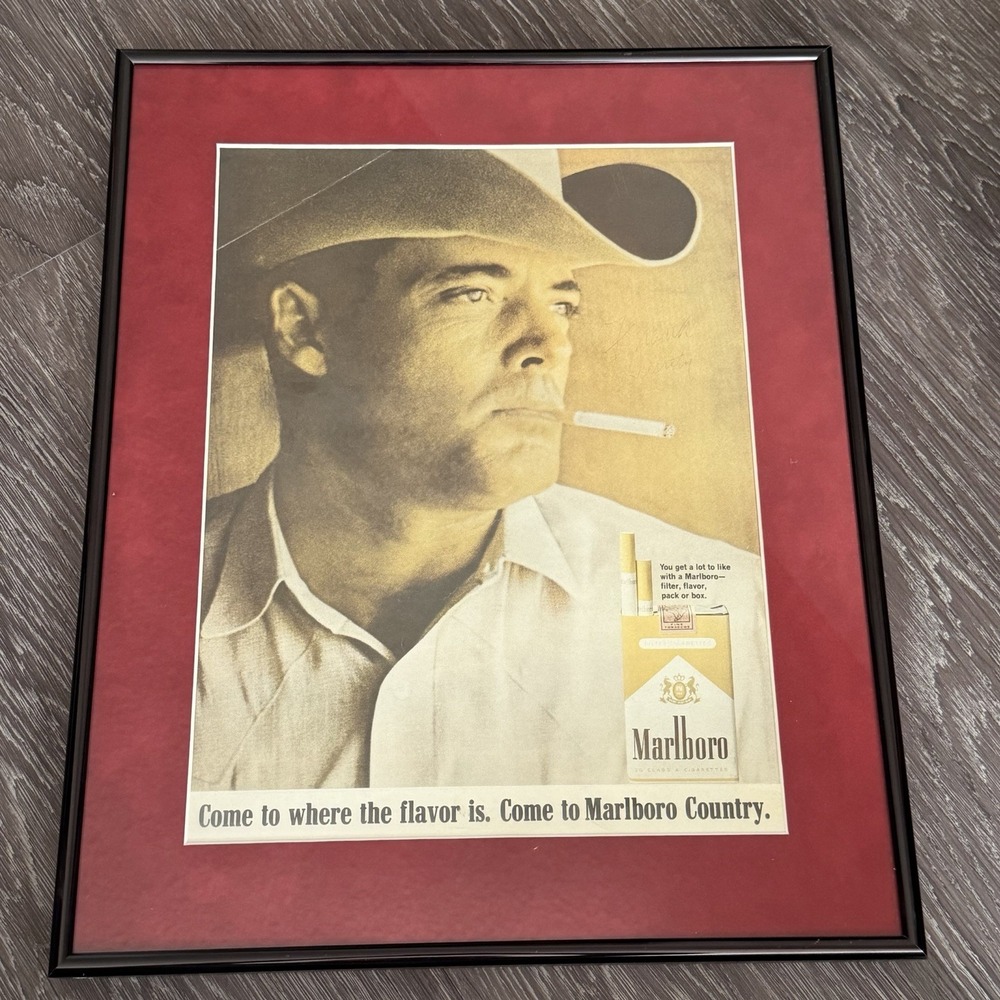 Marlboro Man‎ Autograph Print Ad Vintage Ephemera Wall Art Framed Pub Cowboy